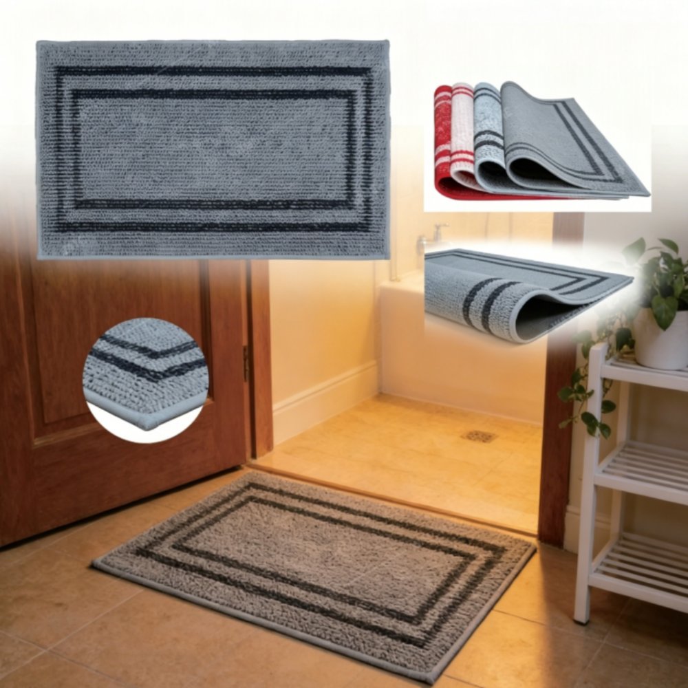 Chenille Bathmats Jacquard Rugs Rubber Backed for Home Decoration