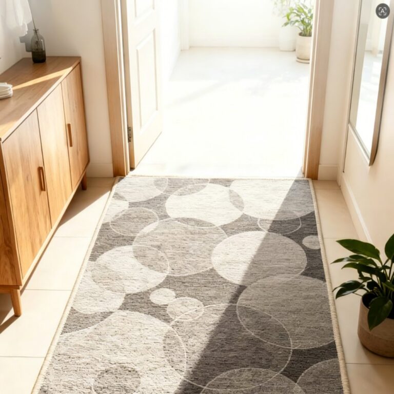 Printed Area Rugs Nylon-like fabric with washed finish