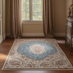 Printed Area Rugs Nylon-like fabric with washed finish