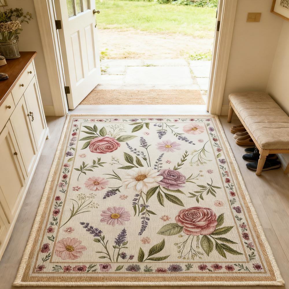 Printed Area Rugs Black Dot-printed Non-slip Backing crystal Velvet