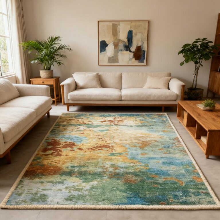 Printed Area Rugs Washable backing genuine pile velvet